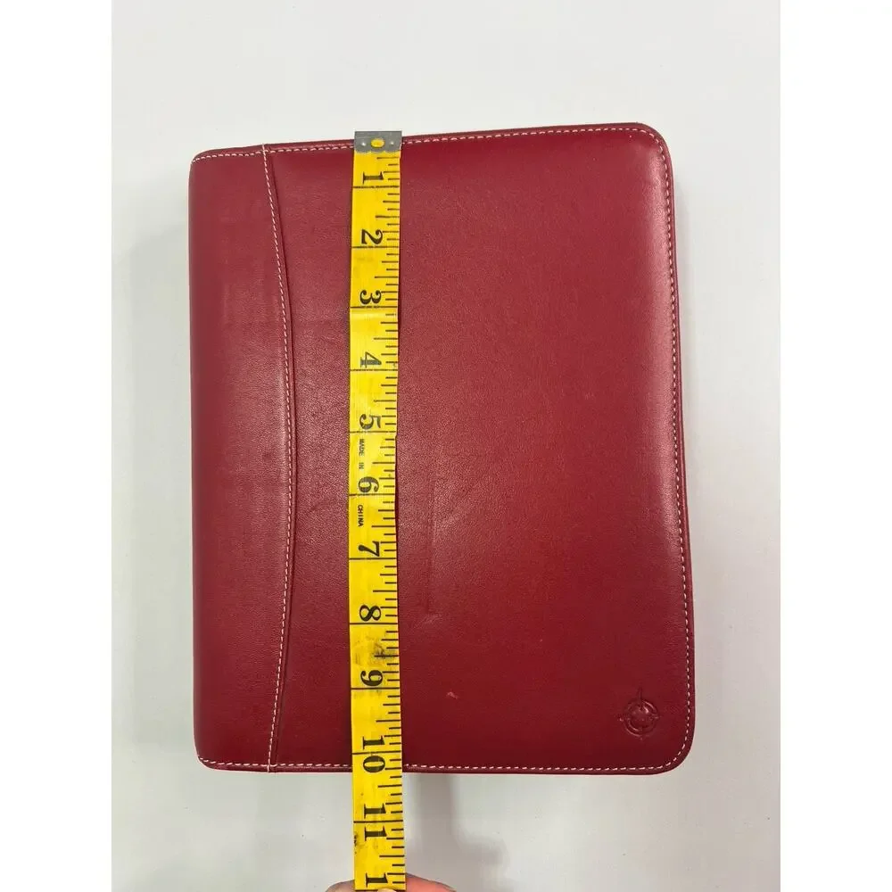 Franklin Covey Planner Red Leather 6 Ring Zip Around